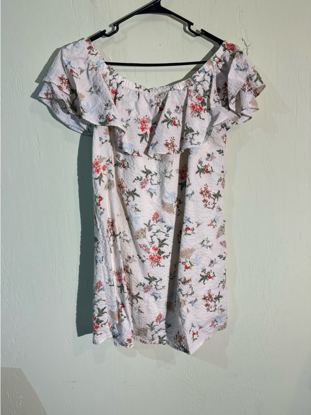Skies are blue floral off shoulder mini dress size medium
